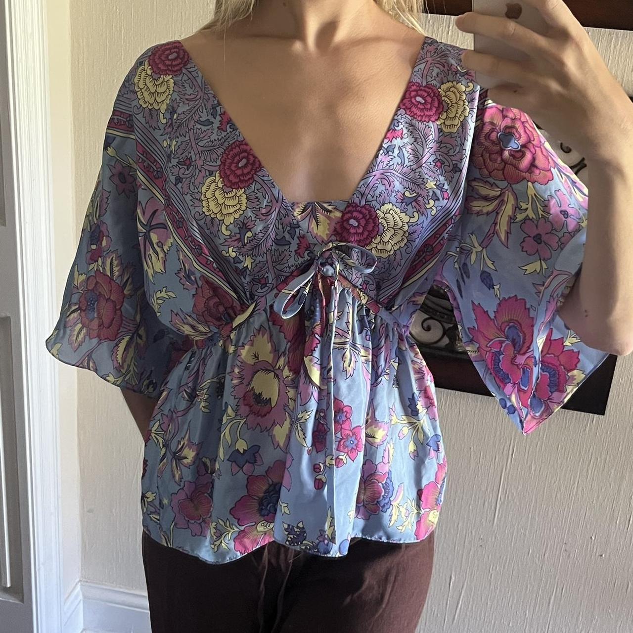 Tibi silk summer top 100% Silk, flower print,... - Depop