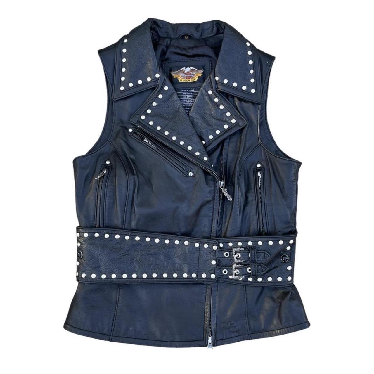 Studded leather vest on sale mens