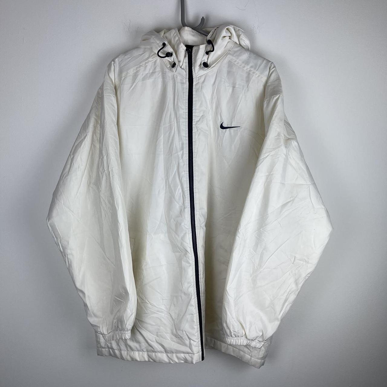 Nike Men's White and Black Coat Depop