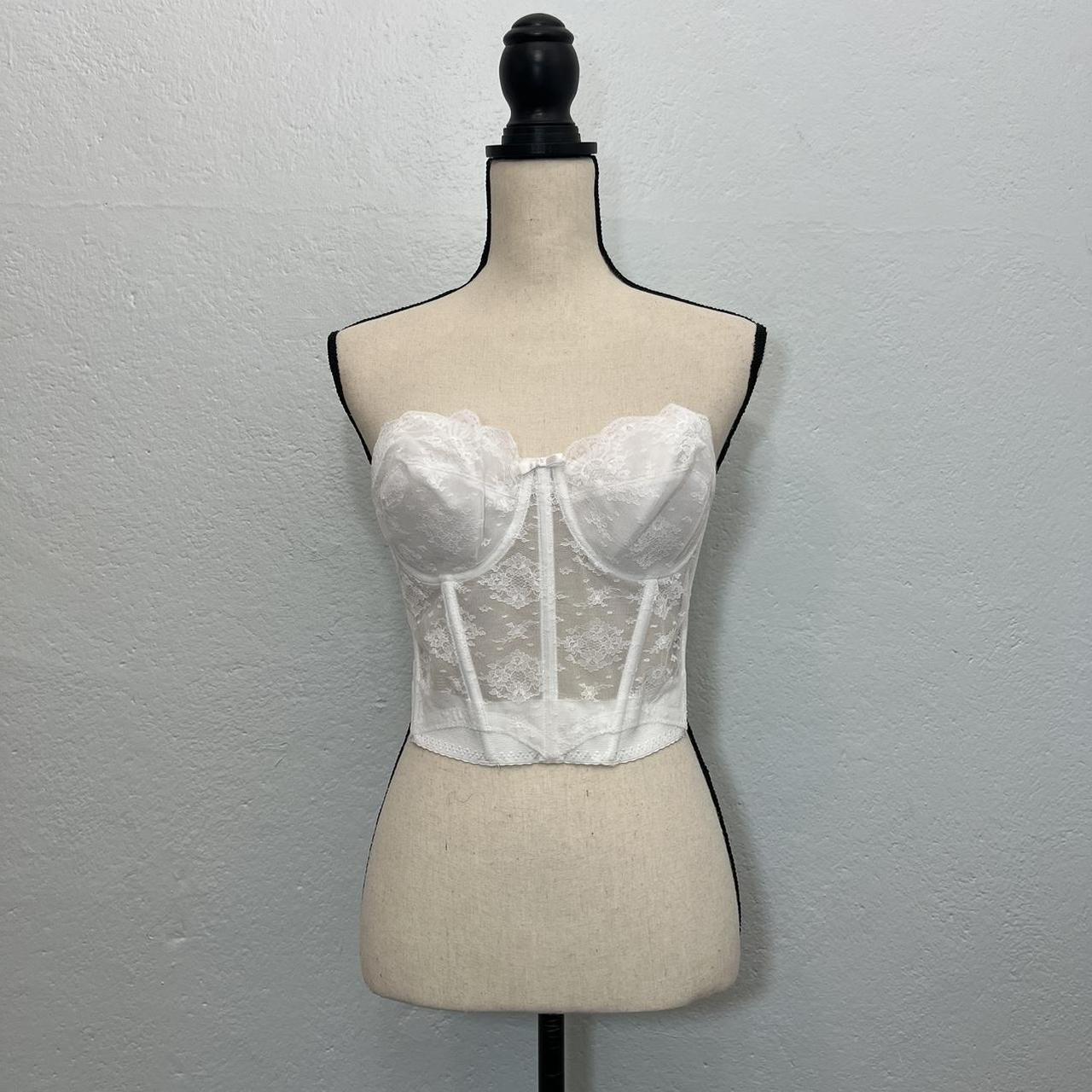 Vintage white lace bustier corset Low back Size 36B - Depop