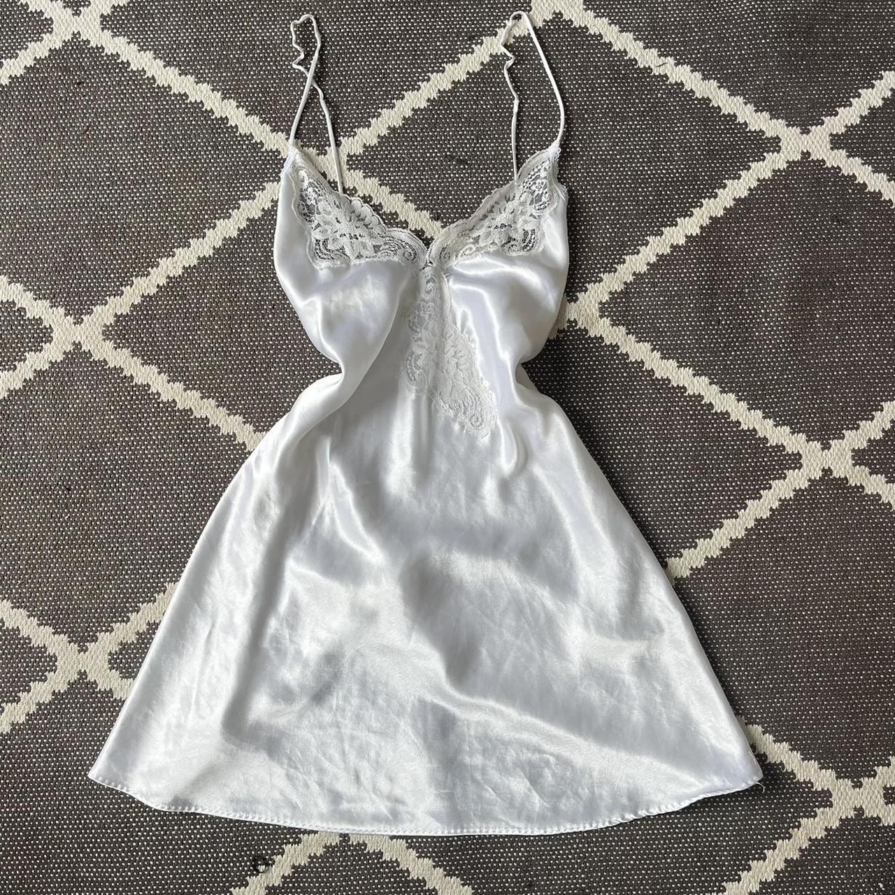 The prettiest white slip dress with lace! The most... Depop