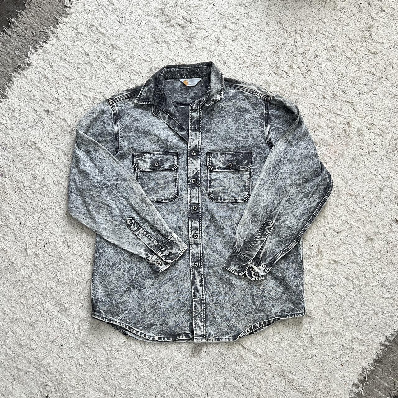 Vintage Acid Wash Carhartt Denim Shirt  Jacket No - Depop