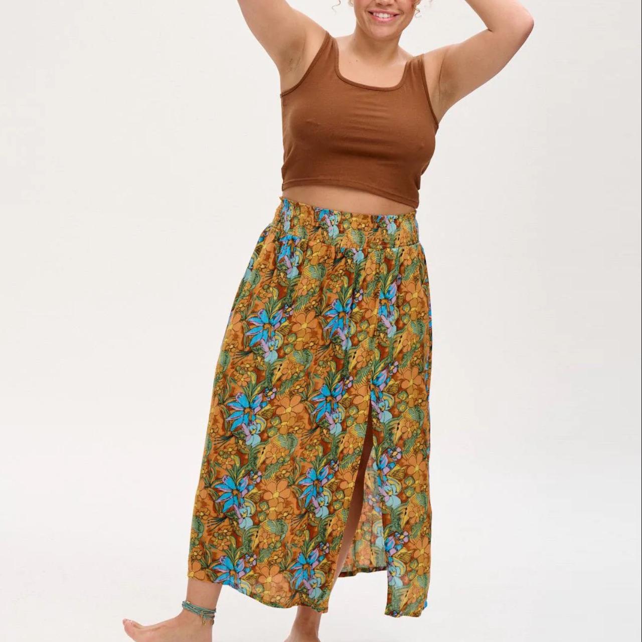 Hanna Convertible Maxi Skirt - Black Red Poppy