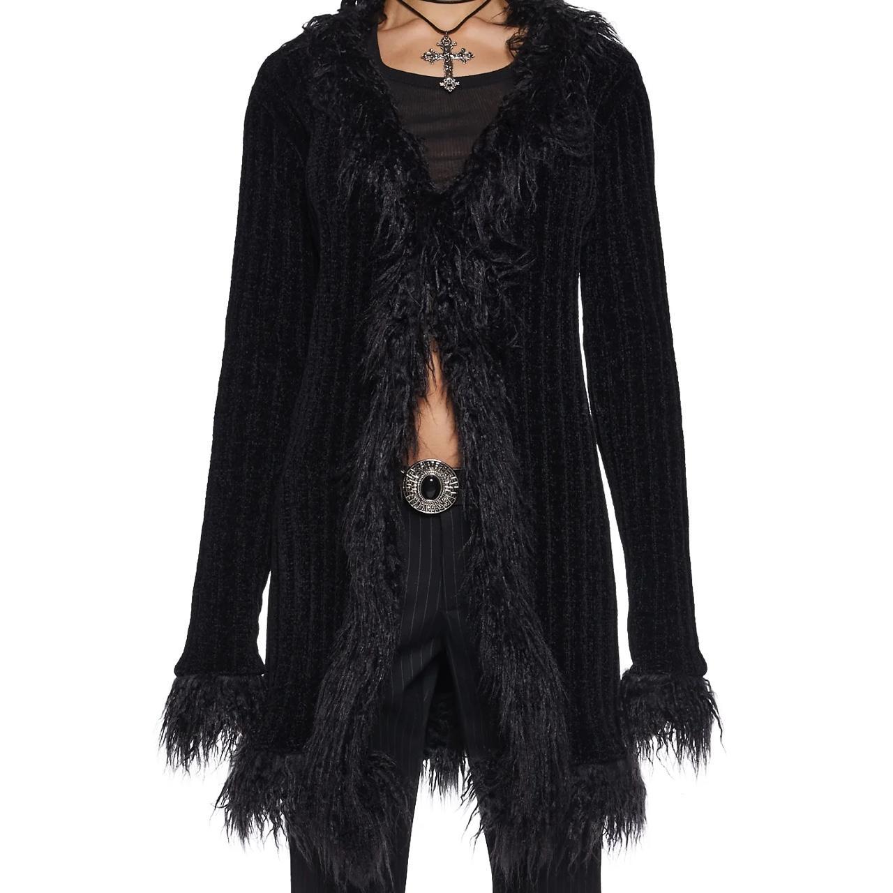 Current Mood Safety Pin Oversized Cardigan - Black – Dolls Kill