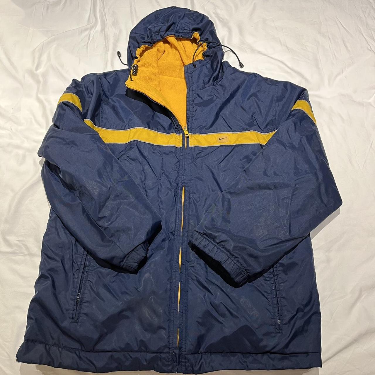 Nike Men's Yellow and Navy Jacket | Depop