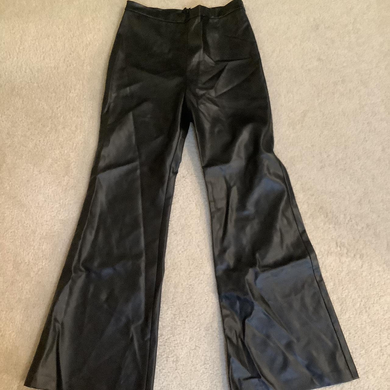 High Rise Flare Leather Pants. - Depop
