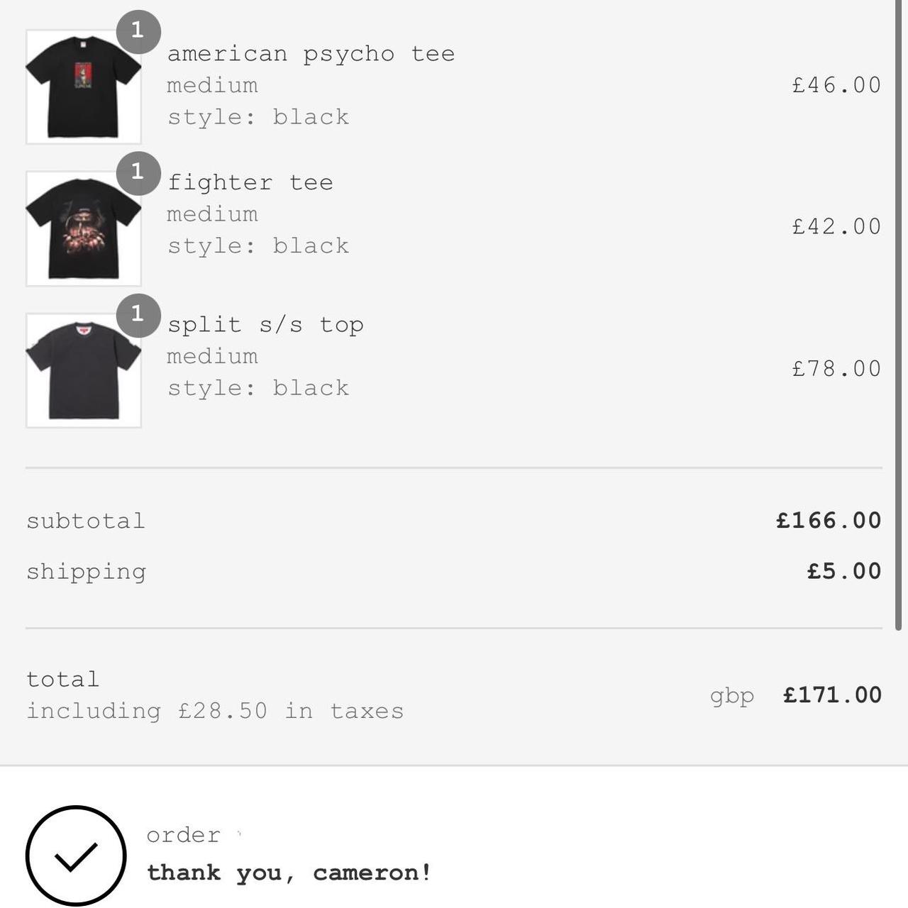 Supreme 'American Psycho' Tee Black Size:... - Depop