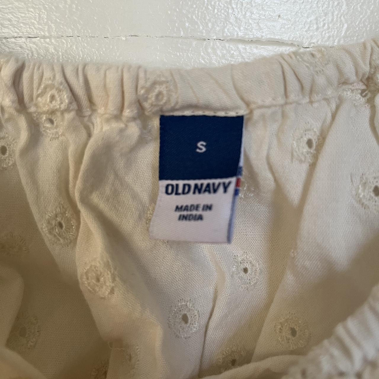 Cream Old Navy Waist-Defined Floral-Eyelet Mini - Depop