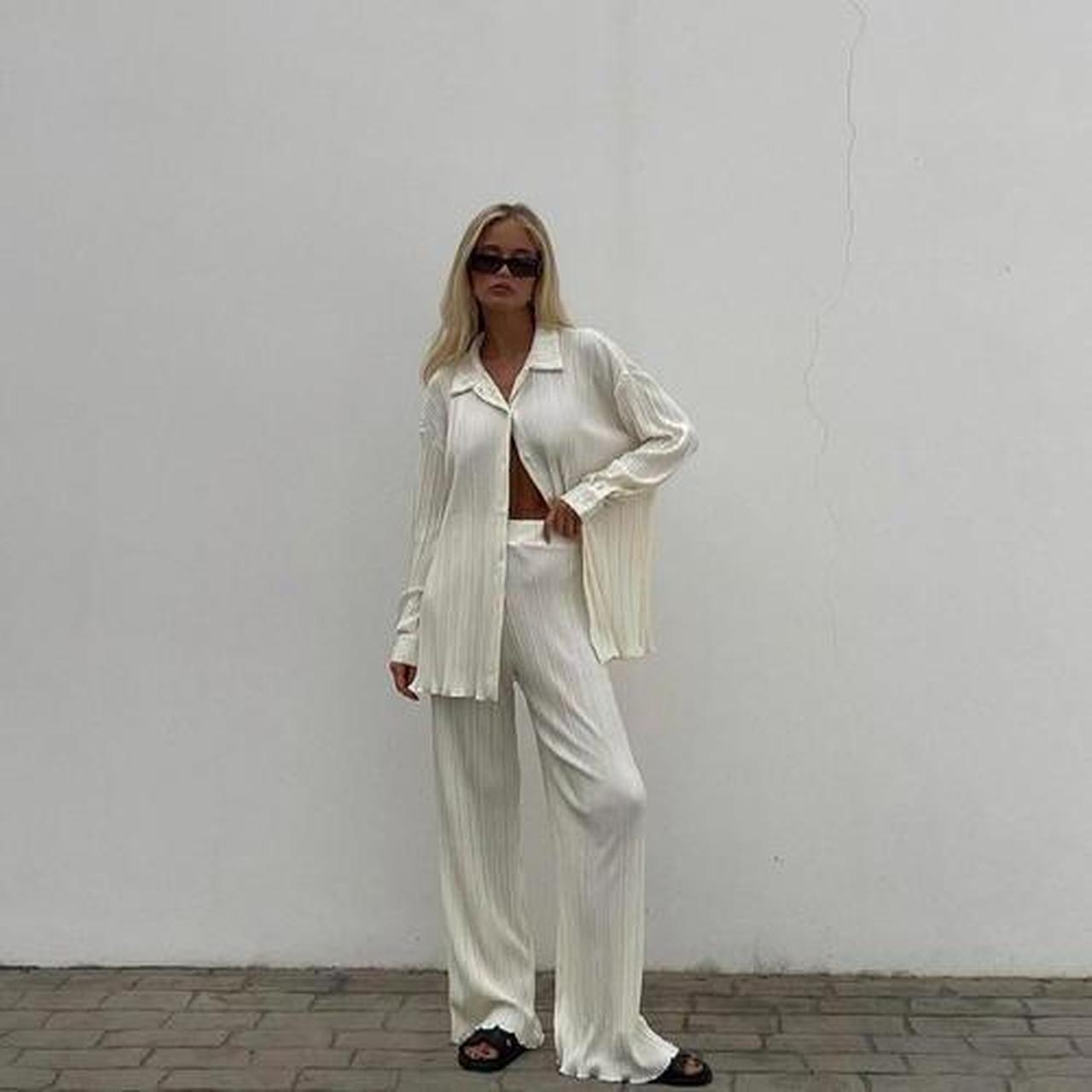 4th & Reckless plisse wide leg pants in white - part of a set