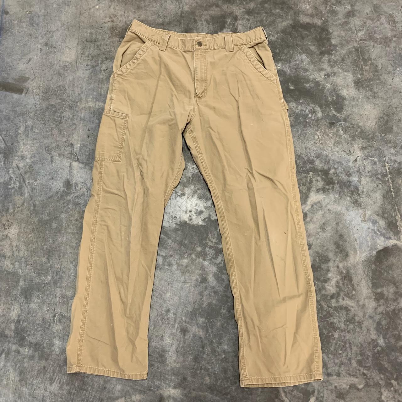 Carhartt khaki painters pants Size mens 33 inch... - Depop