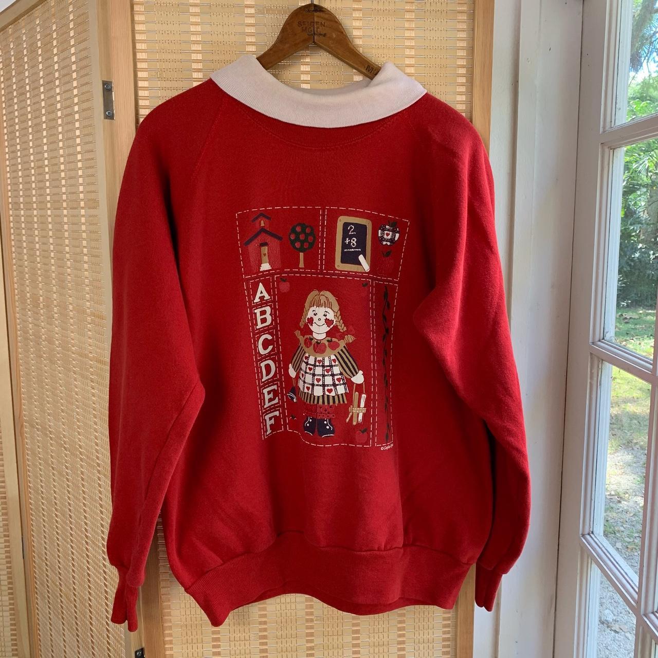 Women's Red and White Sweatshirt