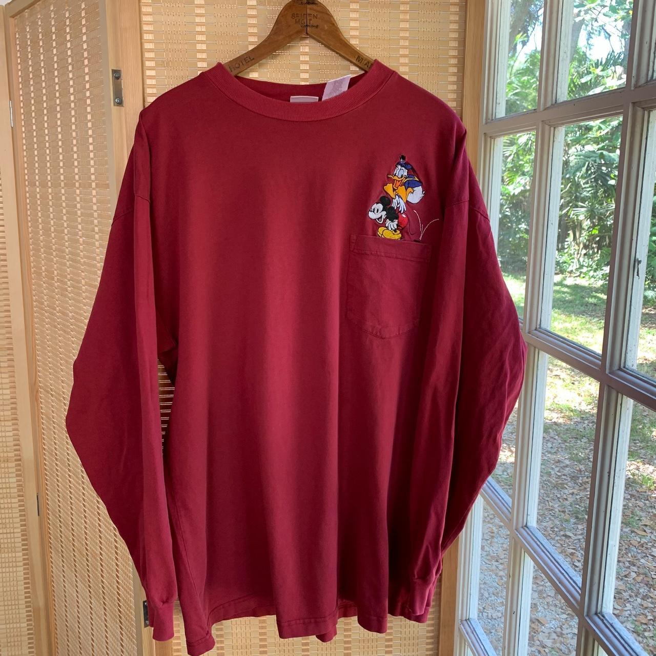 Vintage Y2K Burgundy Disney T Shirt long Sleeve... - Depop