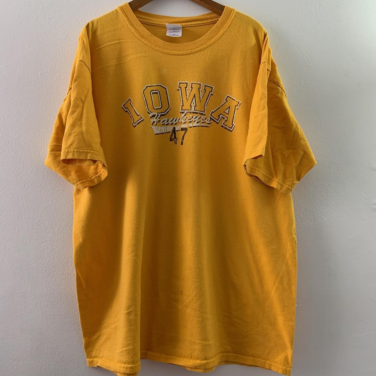 Vintage yellow Iowa Hawkeyes 47 spell out... - Depop