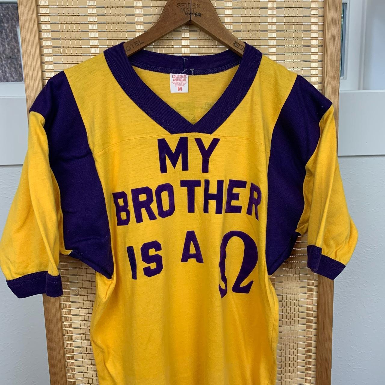 Vintage 1970s purple yellow Jersey shirt. Good pre... Depop