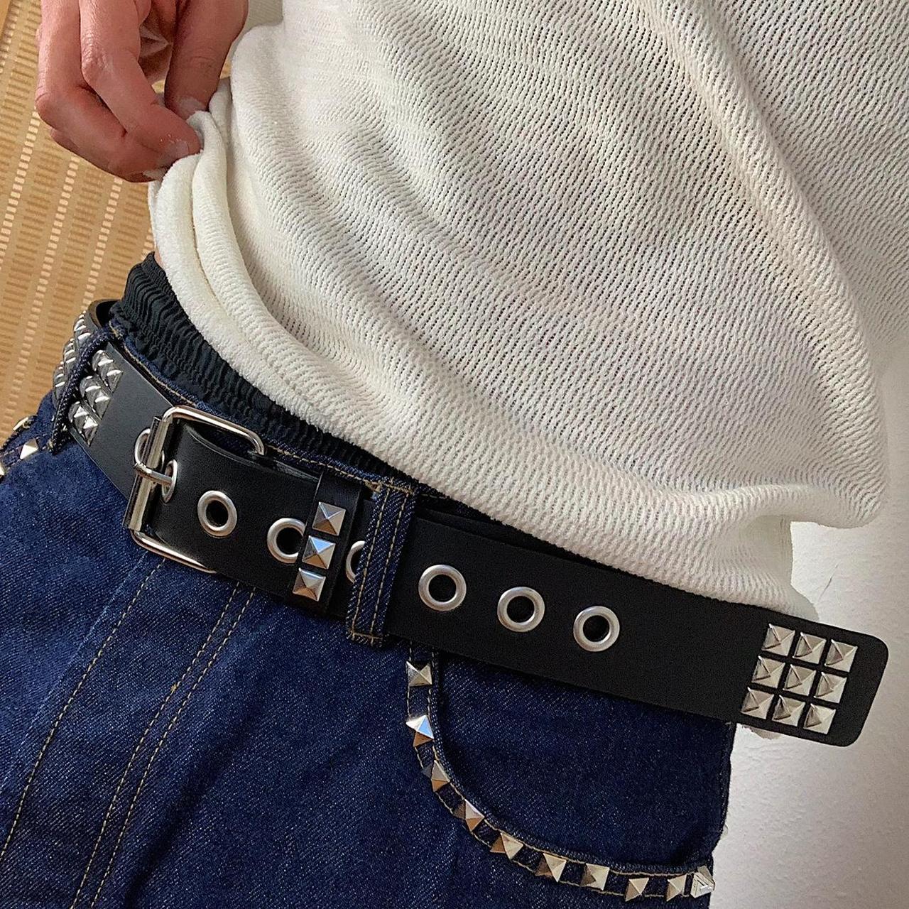 Vintage y2k 2000s Punk Style Diamond Studded black... - Depop