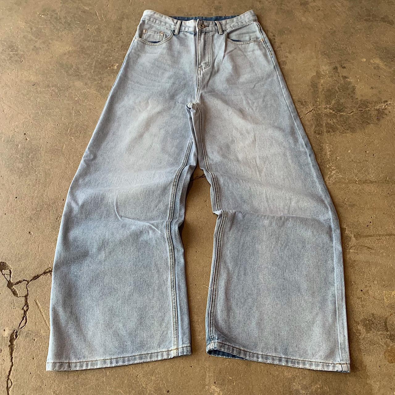 Vintage super baggy y2k urban wide leg light wash... - Depop