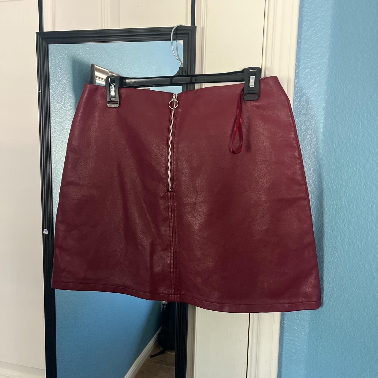 Burgundy leather 2025 skirt primark