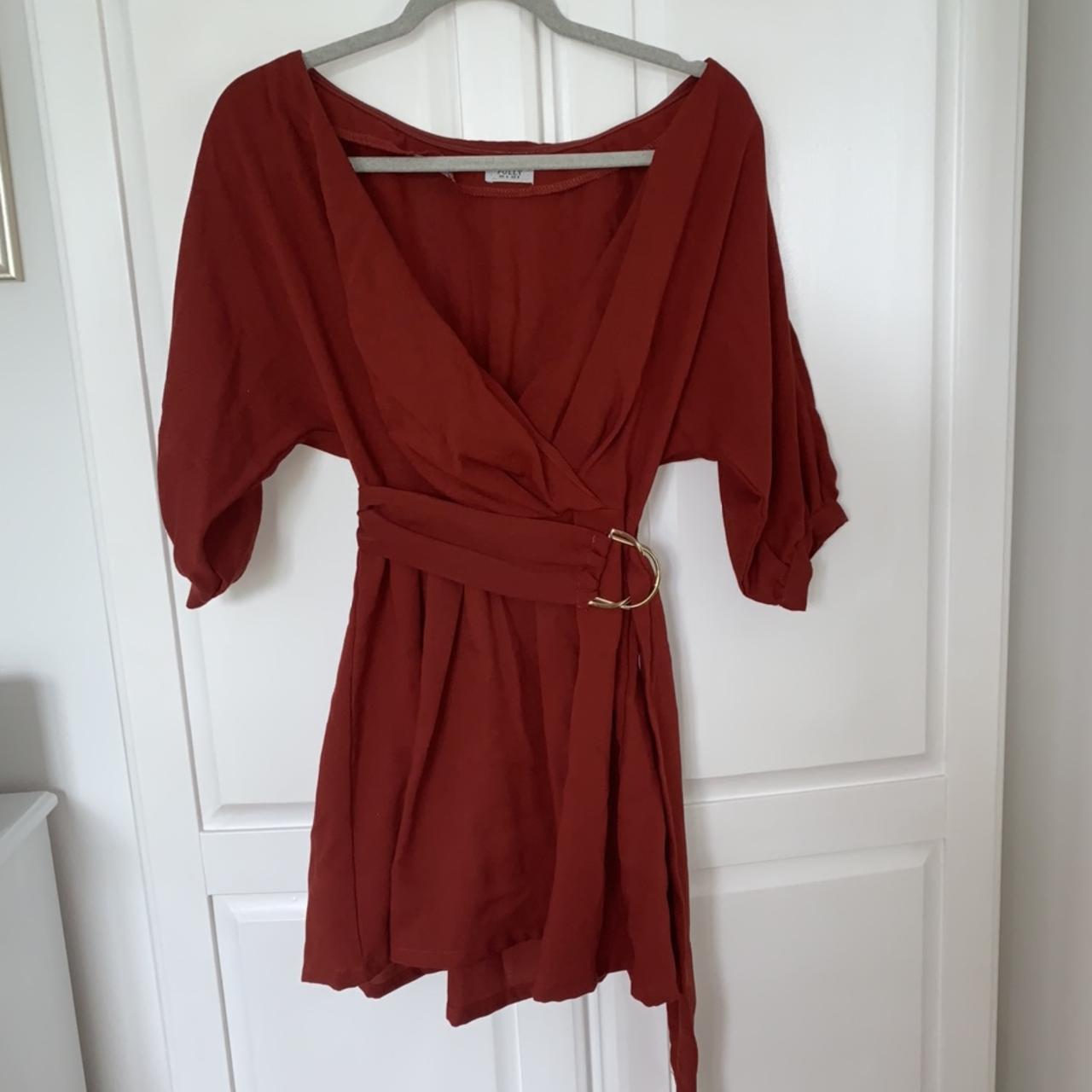 Oh Polly Bets Are Off Bardot Wrap Dress in Red the Depop