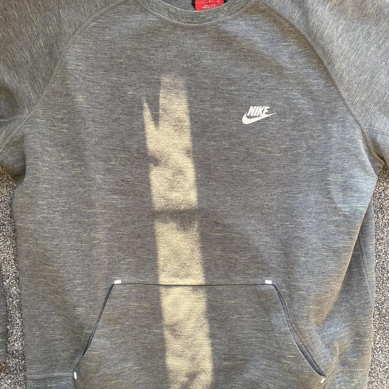 Nike Tech Fleece Sweatshirt Grey with green speckle... - Depop