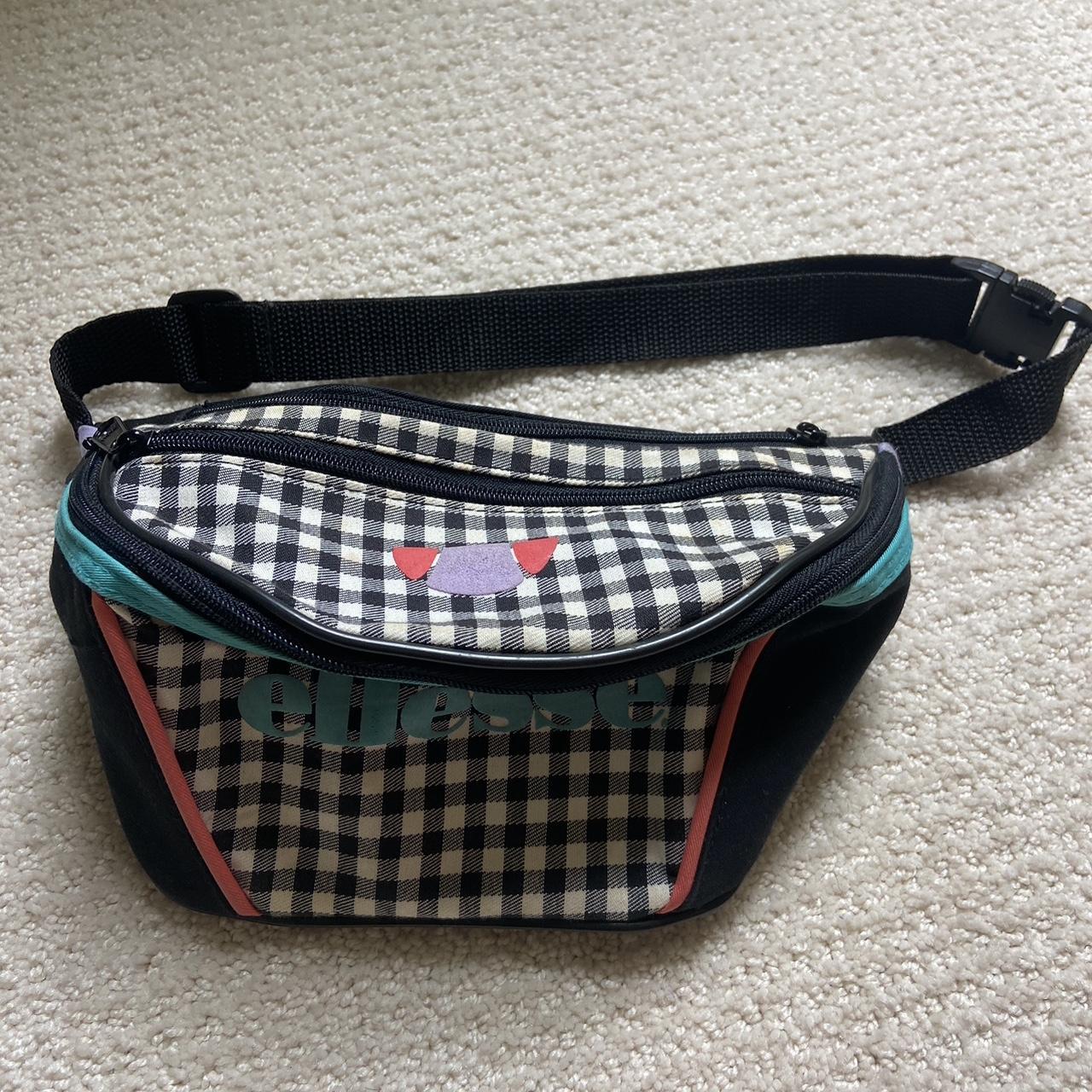 Grand Forge abstraktion Ellesse 80s style Fanny pack with white and black... - Depop