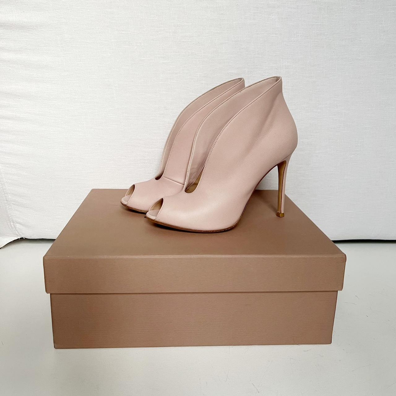 Gianvito Rossi Pink Nappa Peep Toe Booties Sz 36.5. Depop