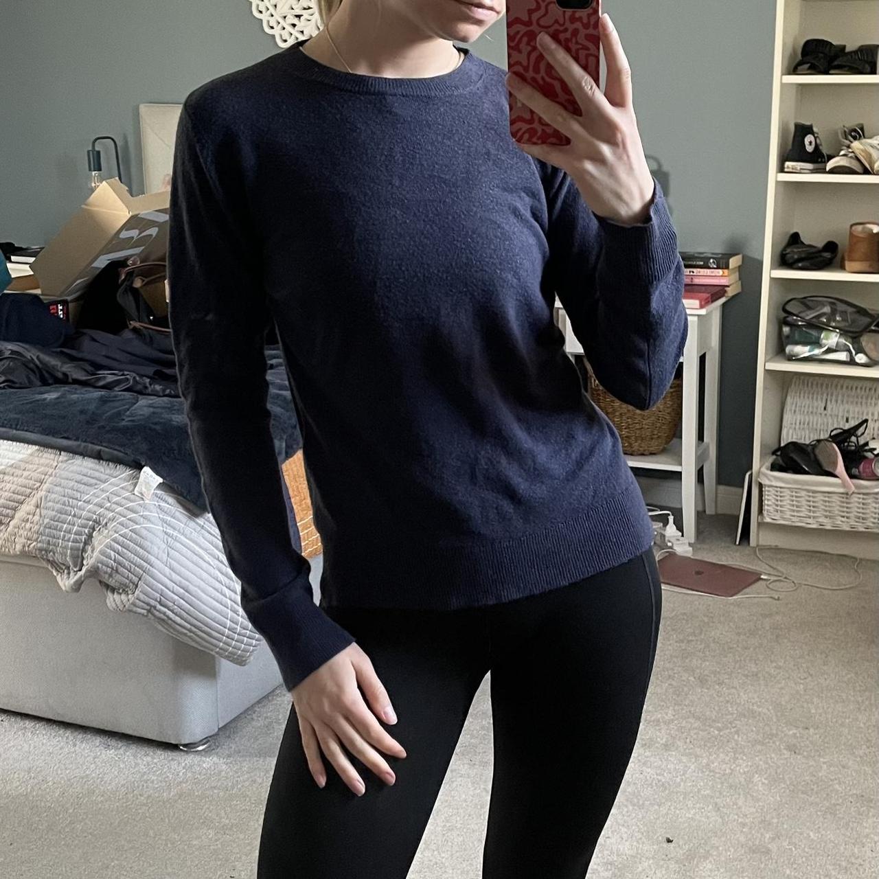 M S navy thin knit jumper size M Worn but lots of wear Depop