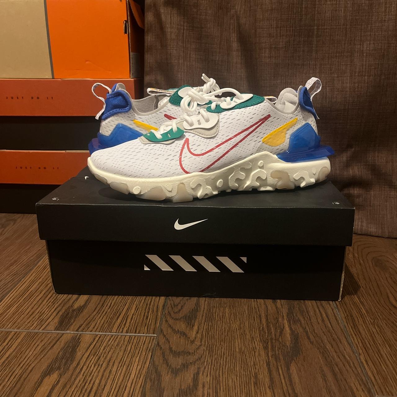 nike react vision white red blue