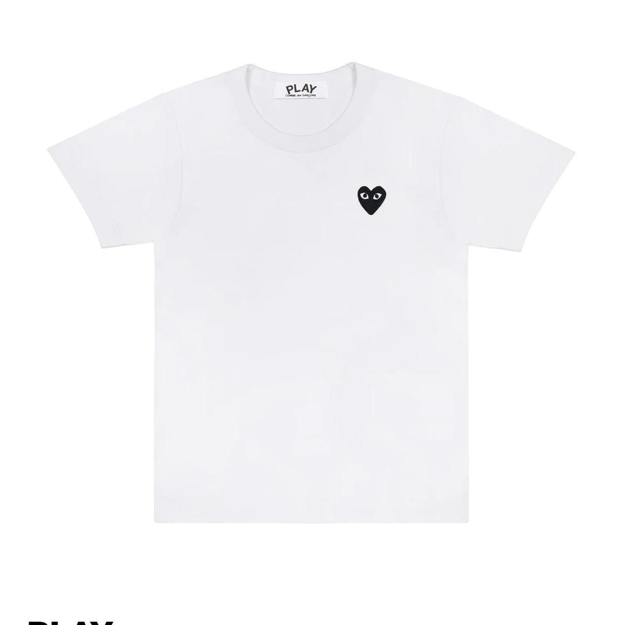 cdg play white on black heart t shirt size L worn... - Depop