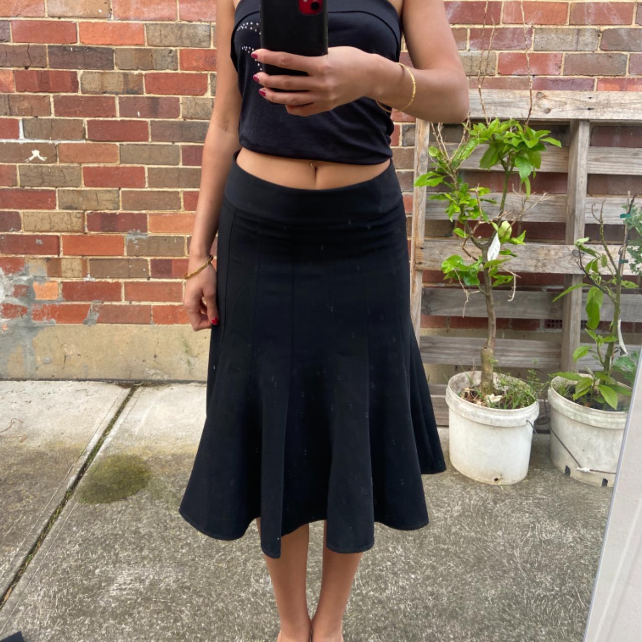 Black mermaid midi skirt Size 6-8 - Depop