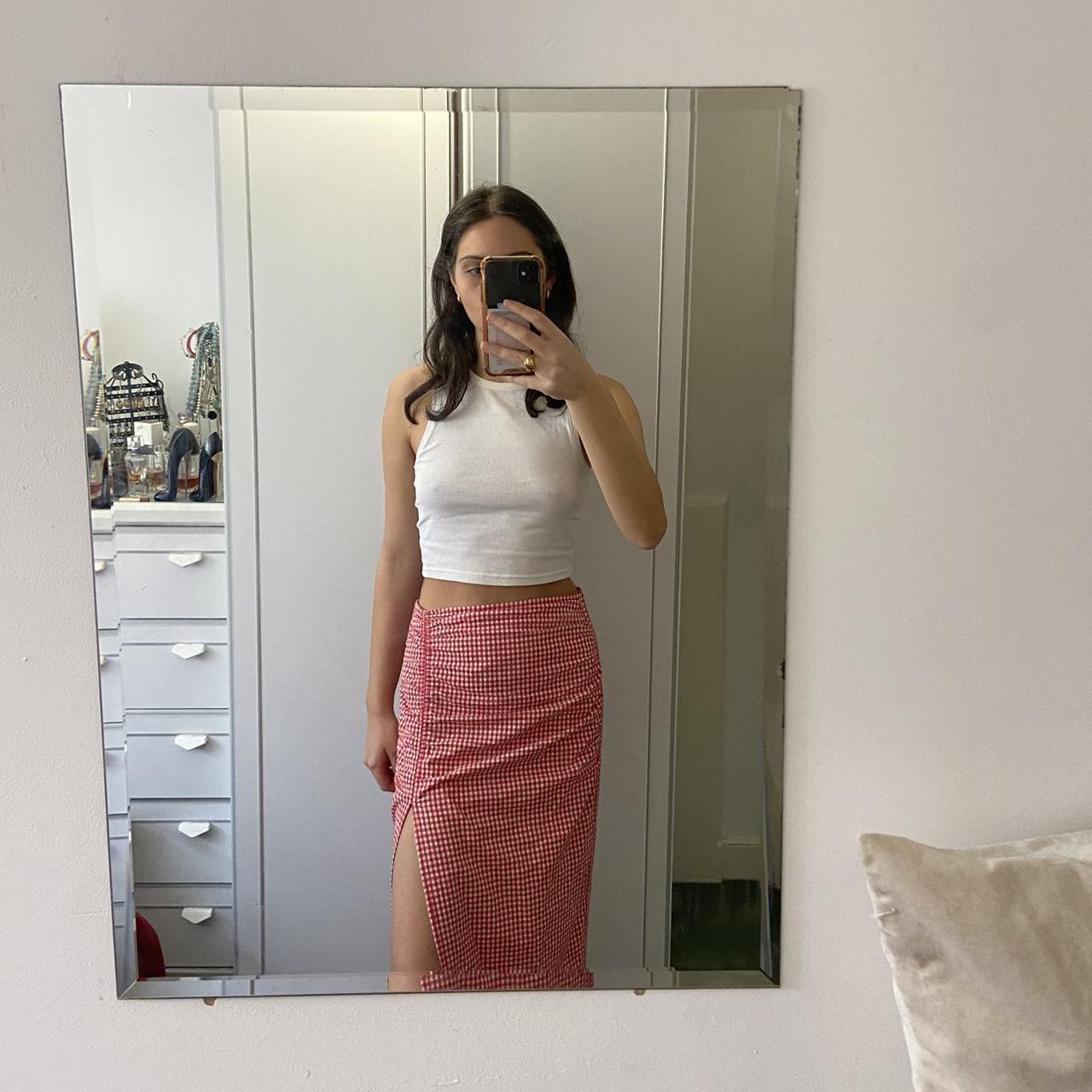 Zara checkered gingham style midi maxi skirt Depop