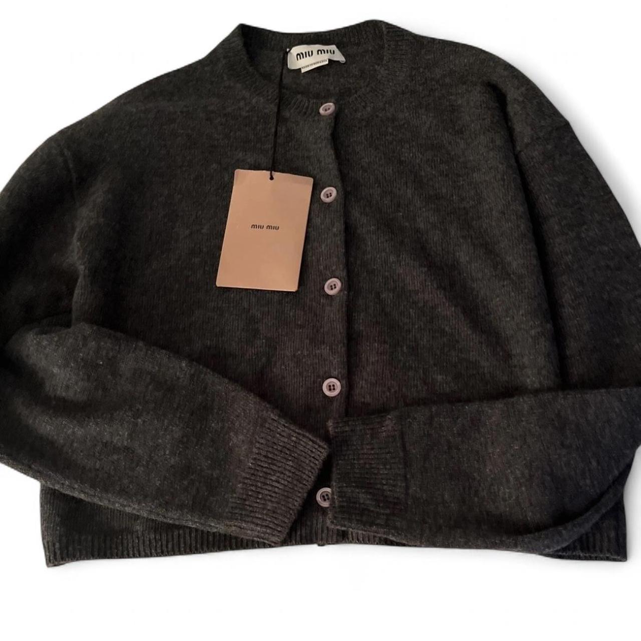 Miu Miu Women's Cardigan - Grey/Brown - M – Miu M… - image 1