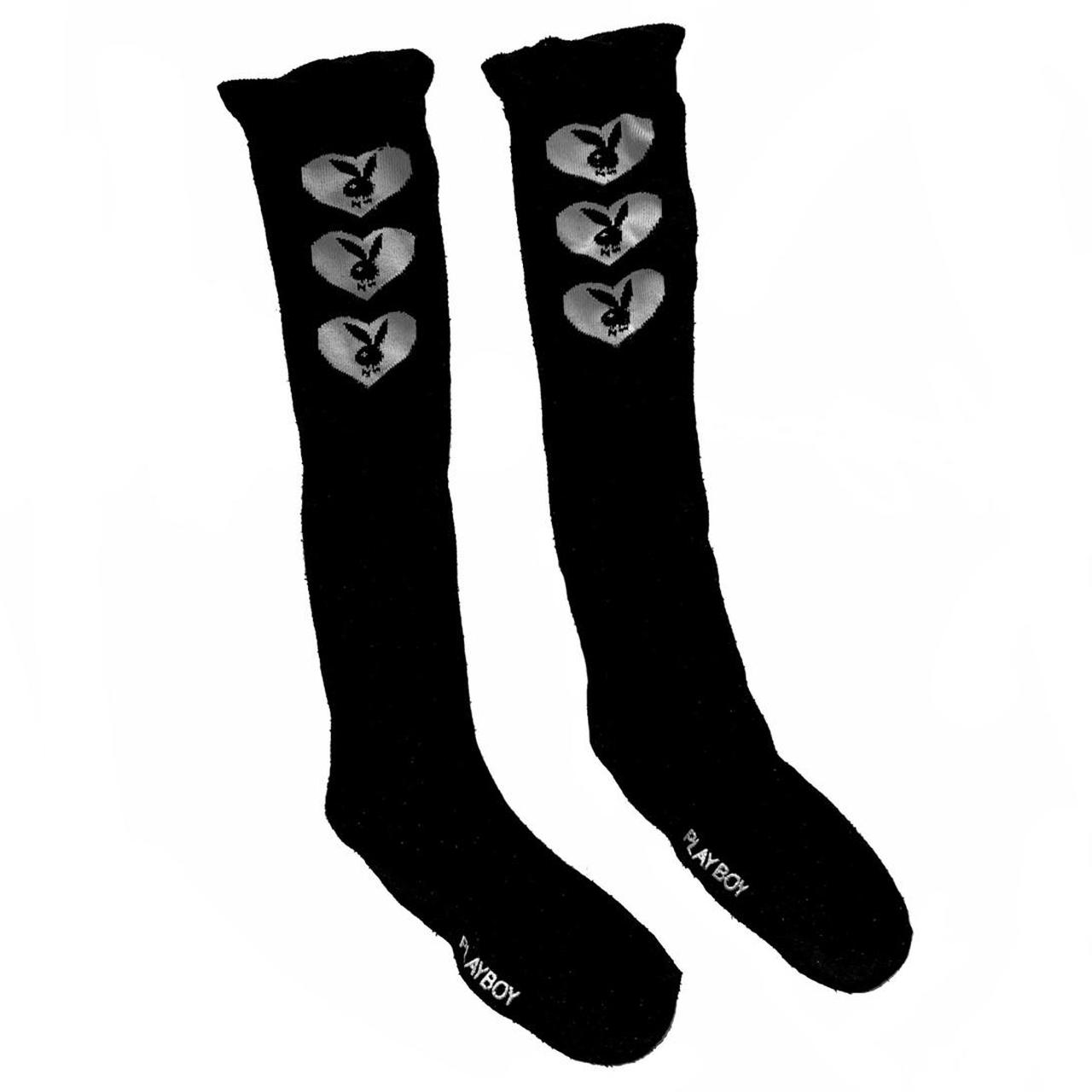 Playboy Heart Knee High Socks • in decent... - Depop