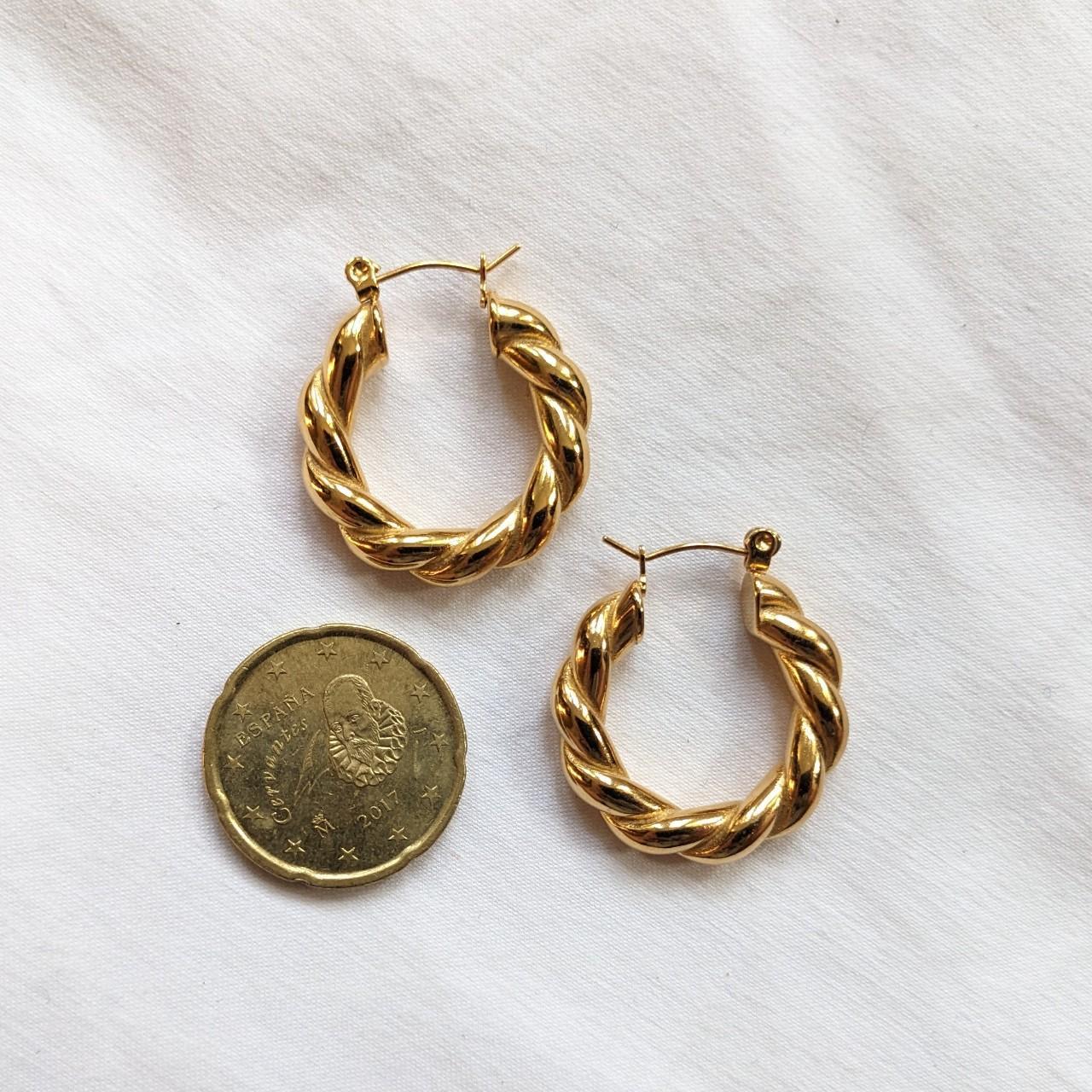 Y2K Twist gold hoop earrings Stainless steel so... - Depop