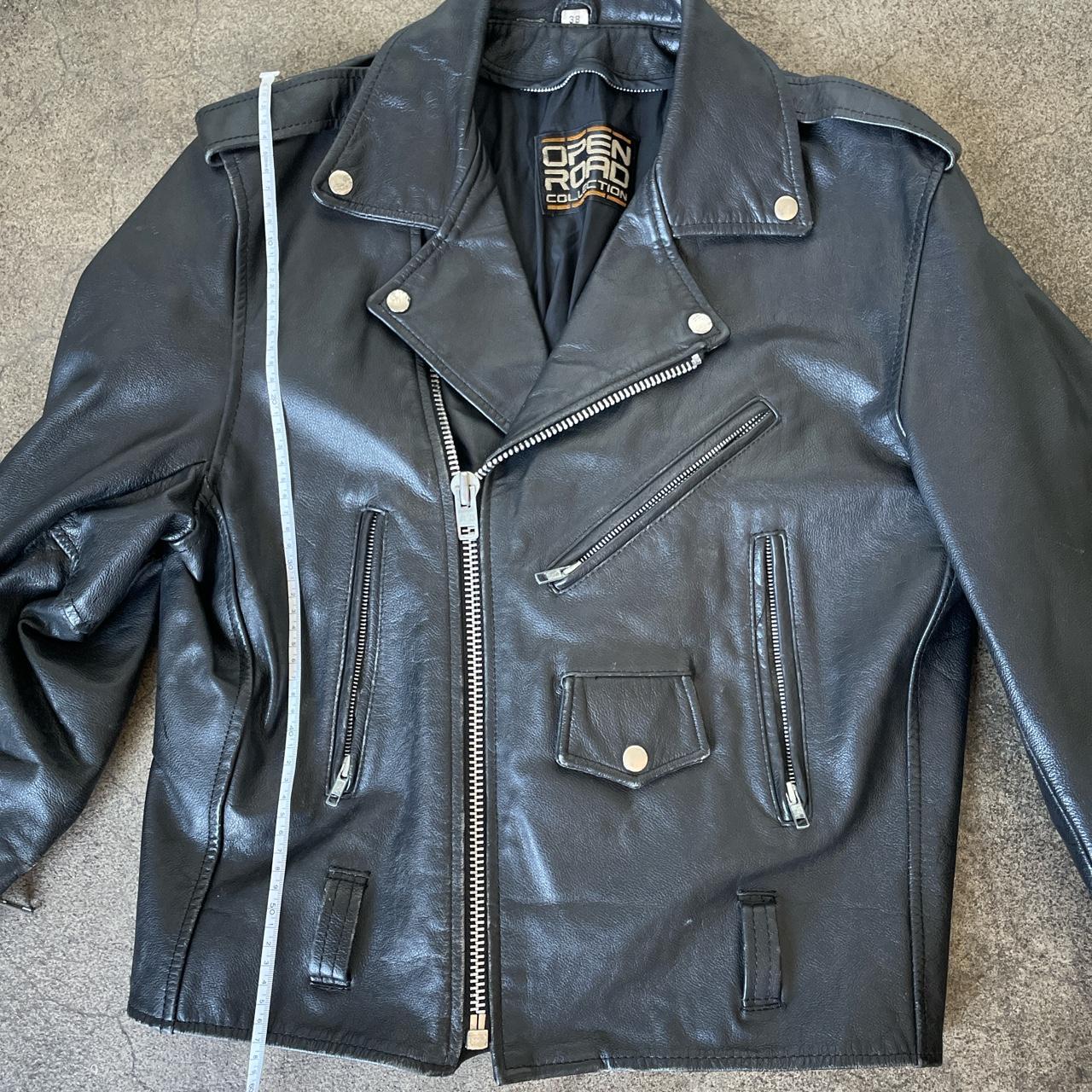 Open Road motorcycle leather jacket - Depop