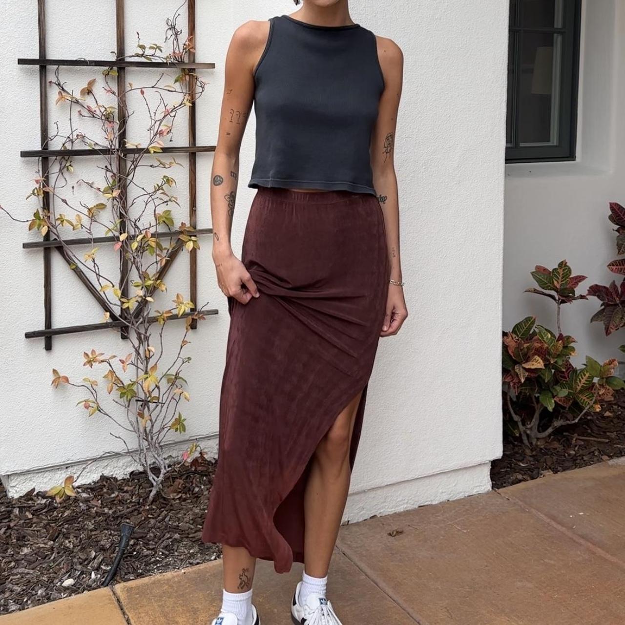 Vintage maxi burgundy skirt Burgundy / maroon One... - Depop