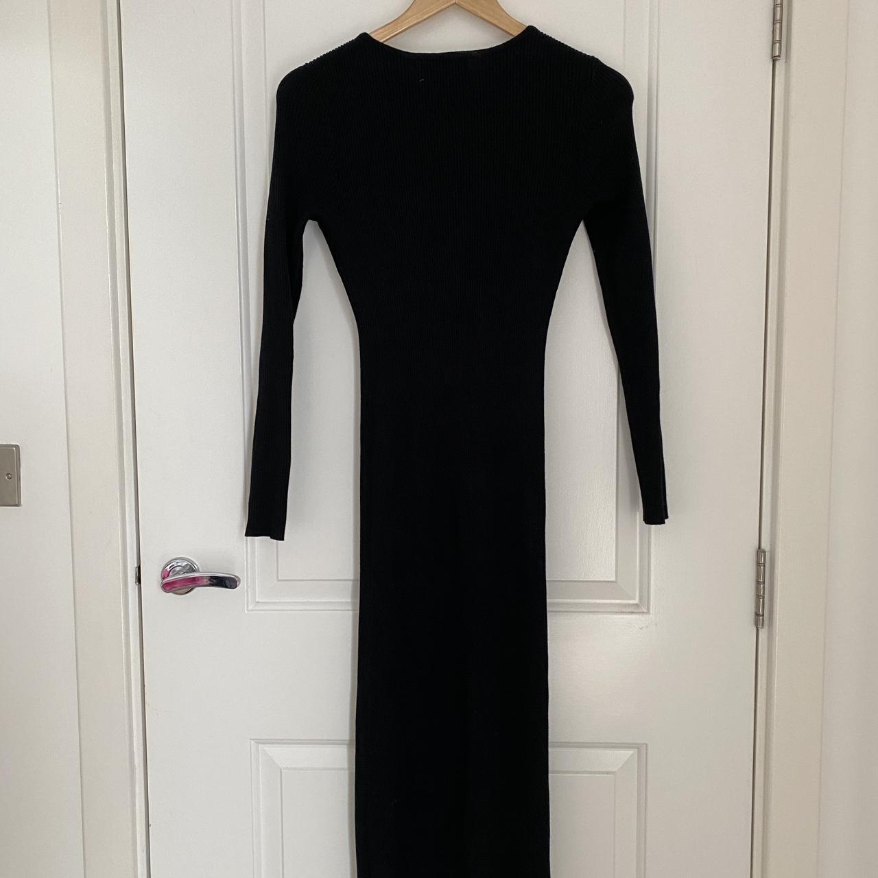 Missguided black ribbed midi dress button up - you... - Depop
