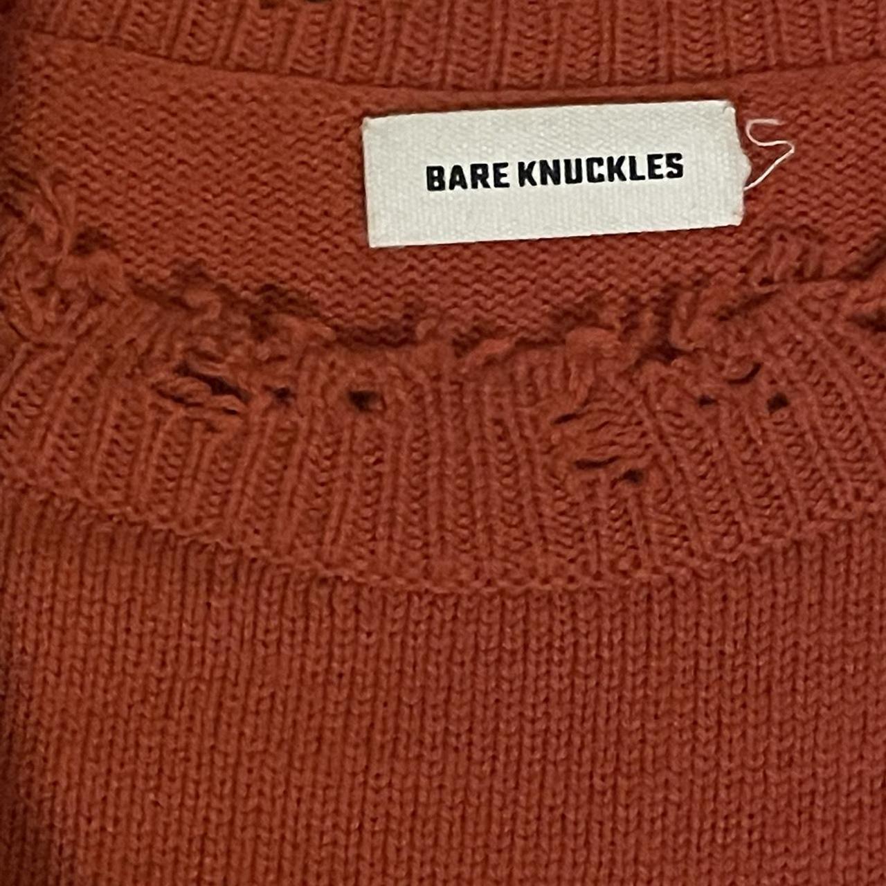 Bare Knuckles distressed burnt orange jumper Size M - Depop