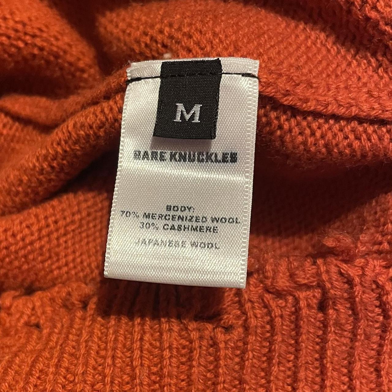 Bare Knuckles distressed burnt orange jumper Size M - Depop