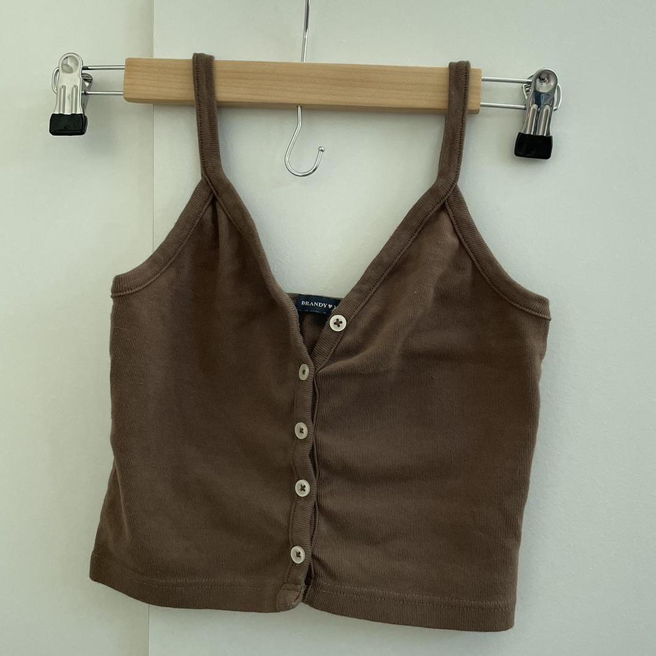 Brandy melville brown button up tank top size... Depop