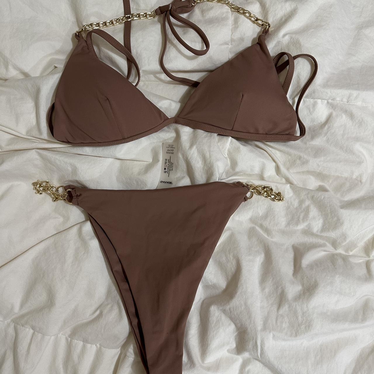 Garage Women's Tan and Gold Swimsuitonepiece Depop