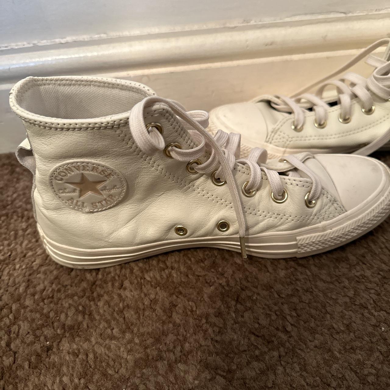 Converse Women's Gold and White Trainers | Depop