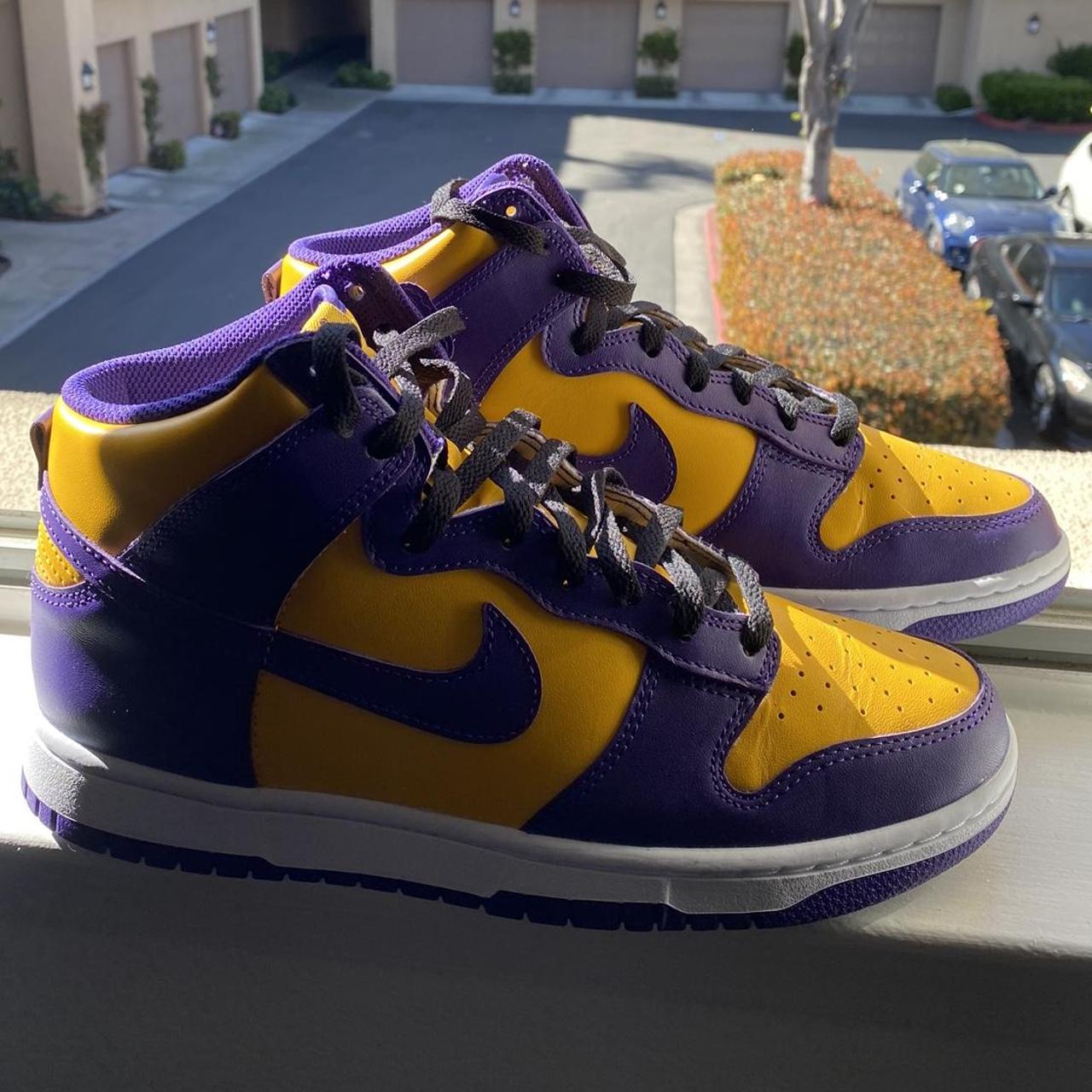 Nike Men's Purple and Gold Trainers | Depop