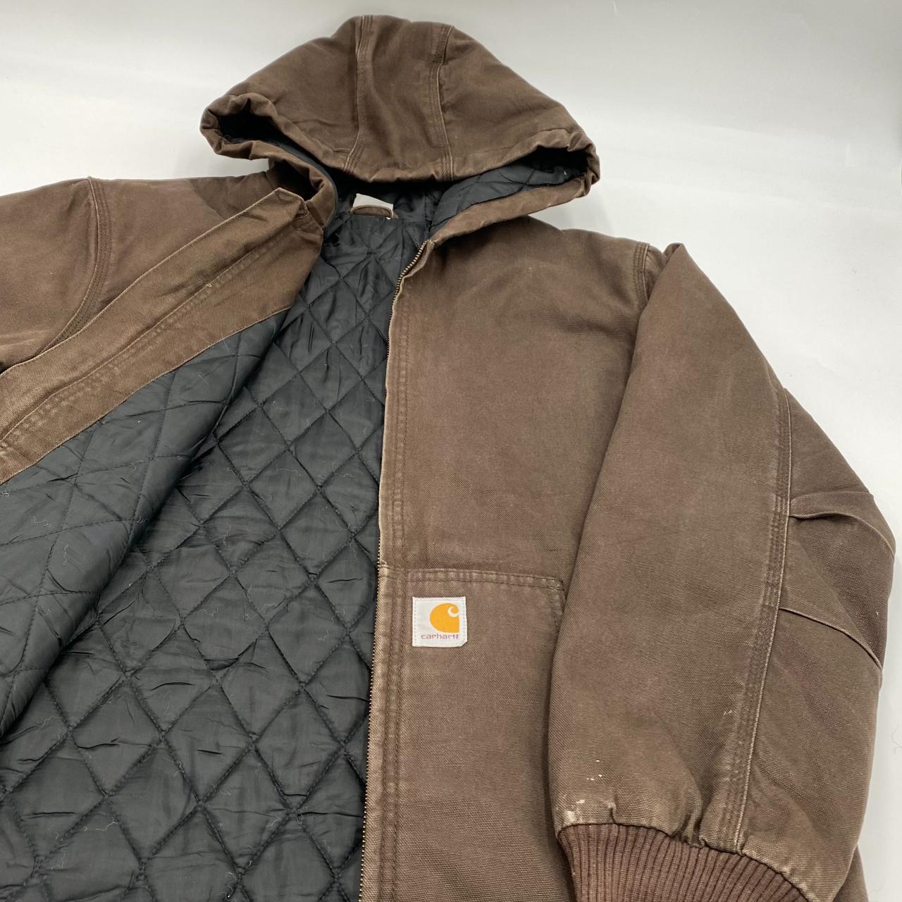 Carhartt Jacket Chocolate brown thick canvas hooded... - Depop