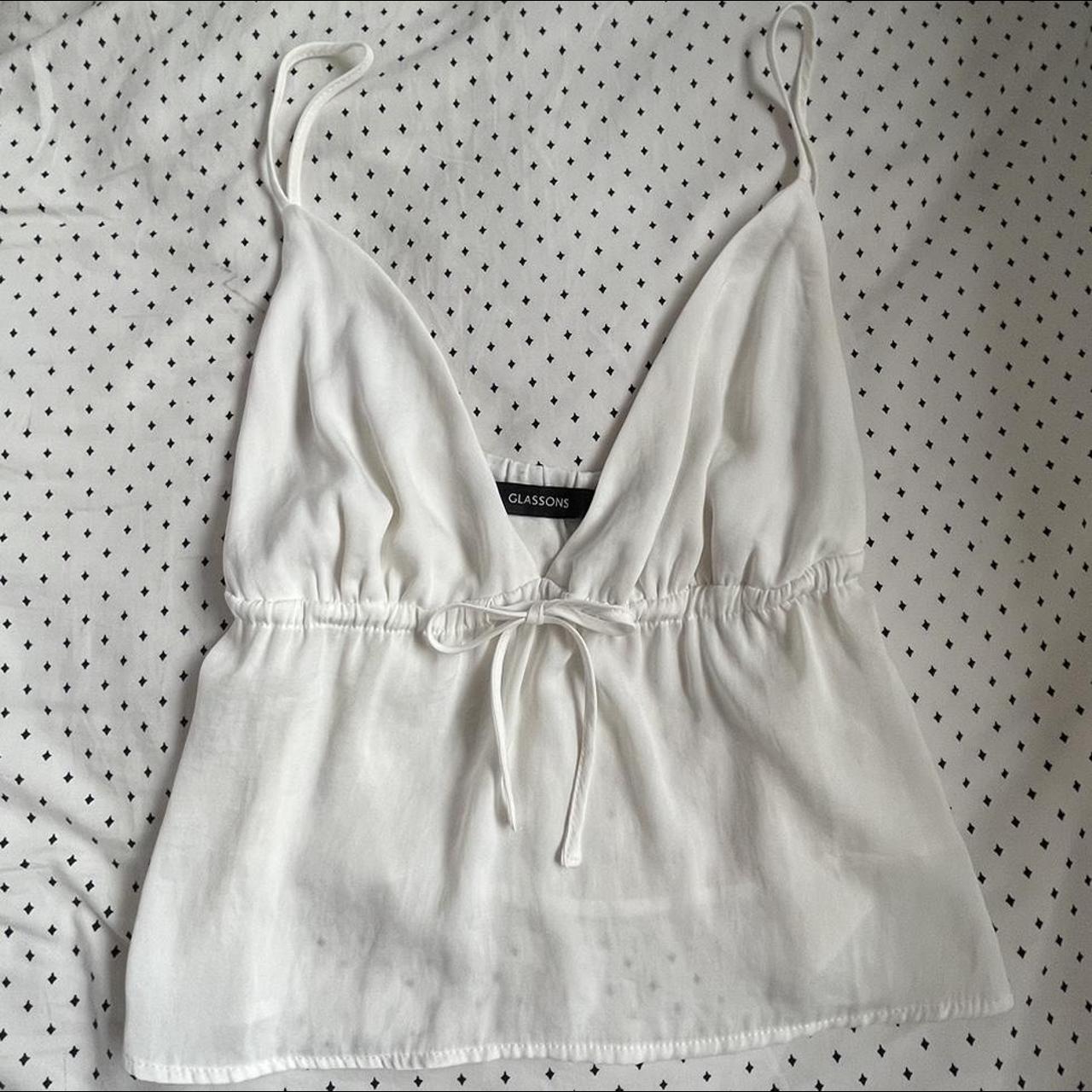 GLASSONS Strappy White Cami Size: 8 Excellent... - Depop