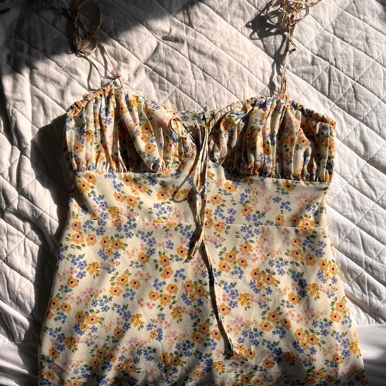 GHANDA floral mini dress (Repop) - Size medium (AU... - Depop