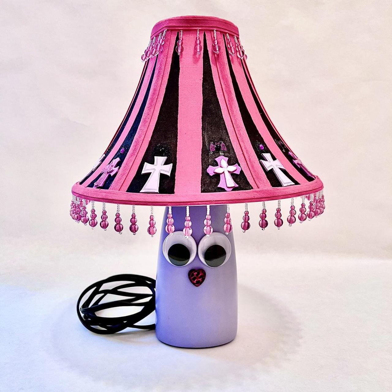 Pastel Goth Creepy Cute Pink and Purple Lamp, One