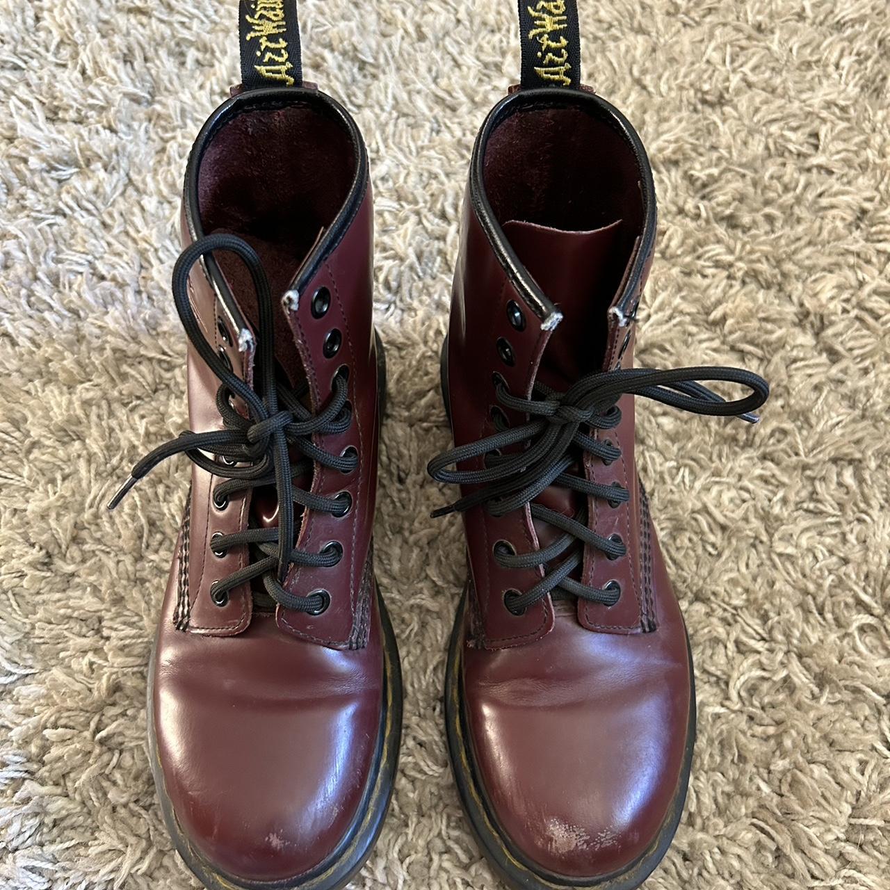 Cherry Red Leather Dr. Martens Boots Originally... - Depop