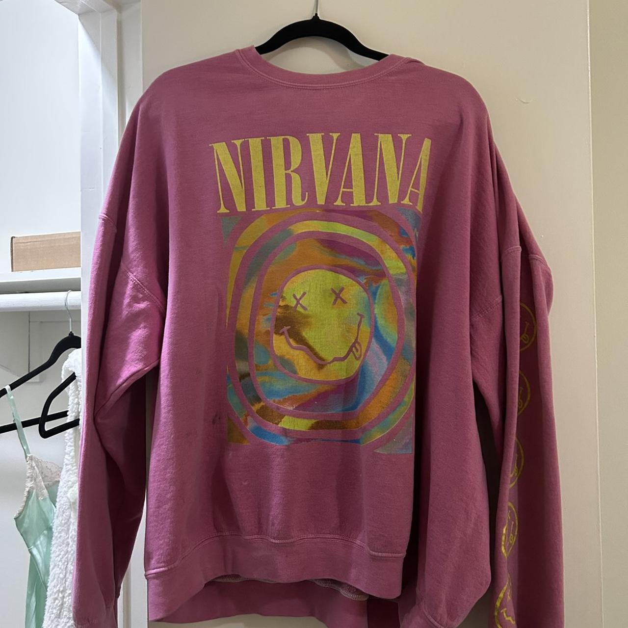 Nirvana hoodie Color is faded and the design is... - Depop