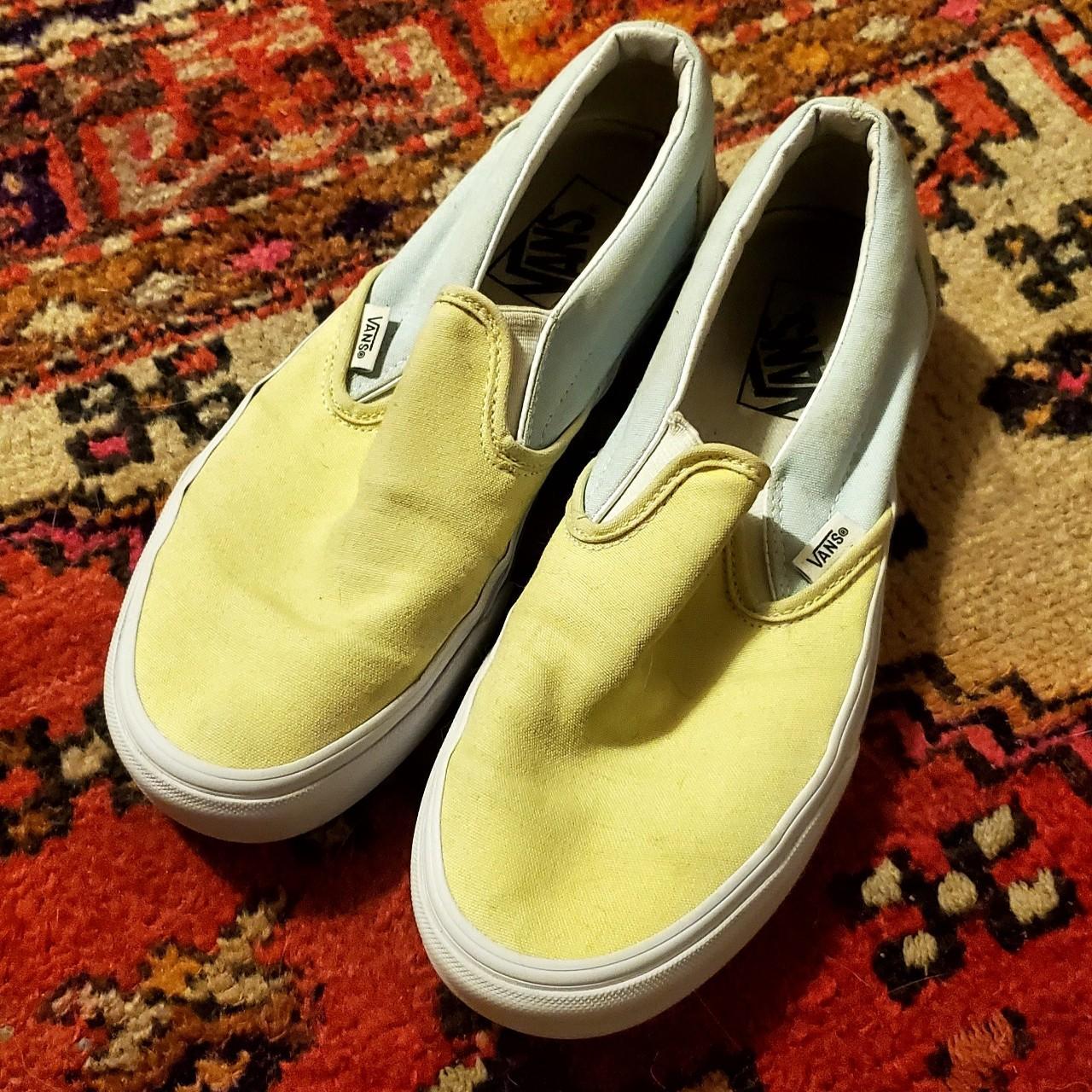 Pastel yellow cheap slip on vans