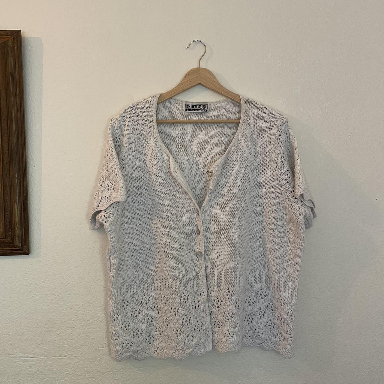 Retro style Short Sleeve Sweater, shell buttons.... - Depop